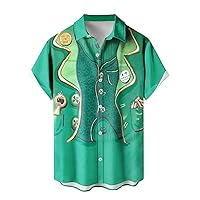 Men's Novelty Funny Graphic Tees Funny St Patricks Day Shirt Button Down Beach Hawaiian Shirts Festival Costume Irish Tops