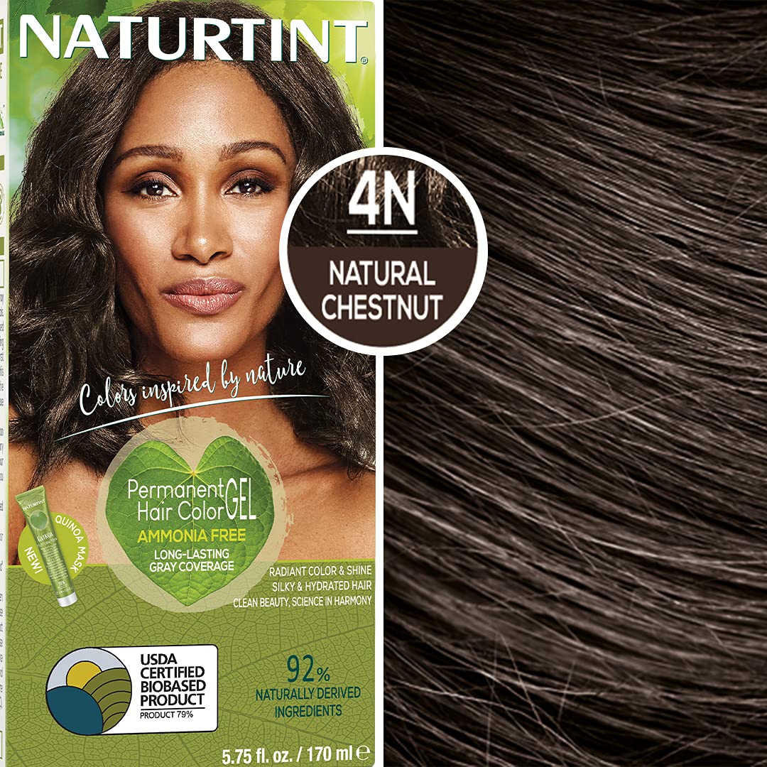 Naturtint Permanent Hair Color 4N Natural Chestnut (Pack of 6), Ammonia Free, Vegan, Cruelty Free, up to 100% Gray Coverage, Long Lasting Results