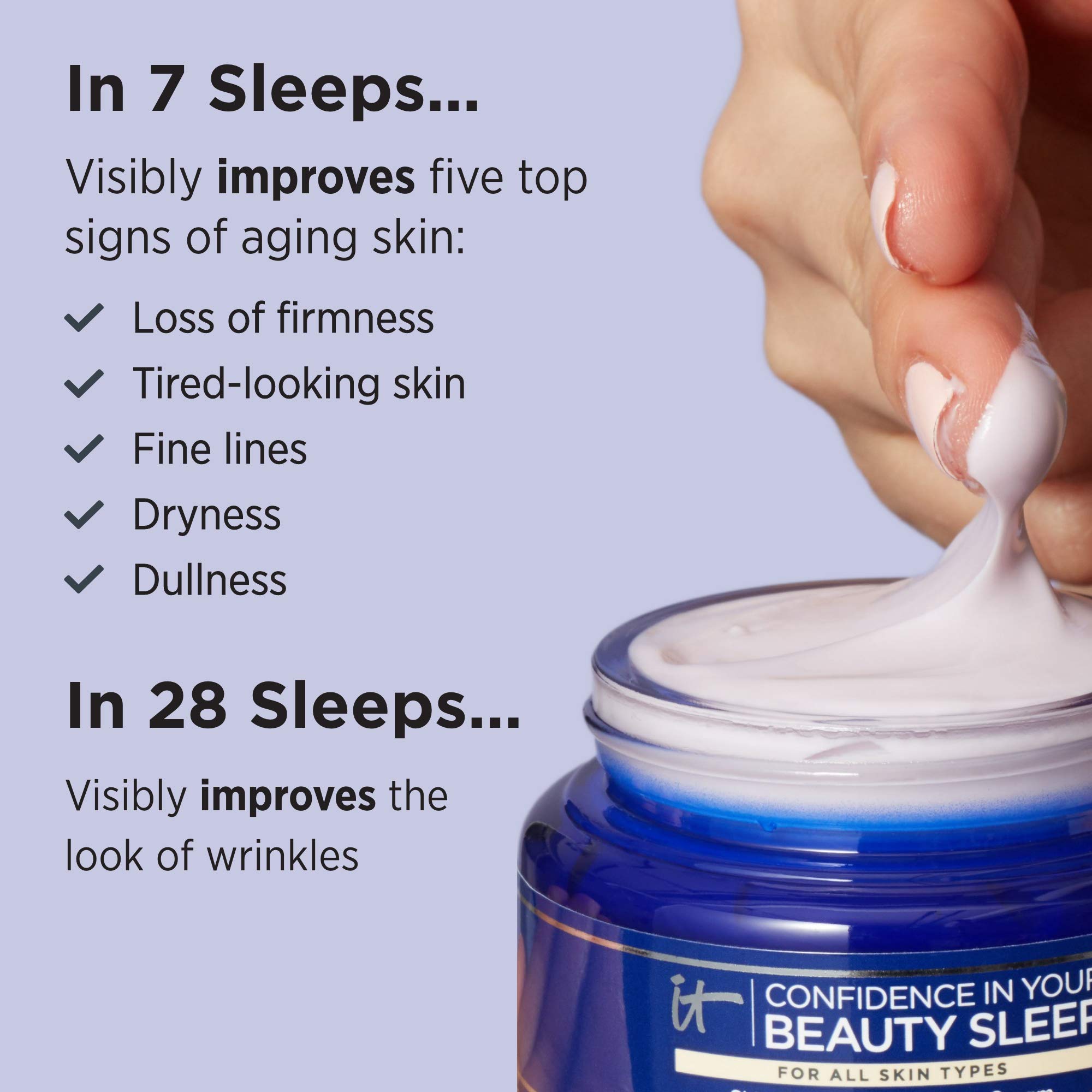 IT Cosmetics Confidence in Your Beauty Sleep Night Cream - Visibly Improves Fine Lines, Wrinkles, Dryness, Dullness & Loss of Firmness - With Hyaluronic Acid