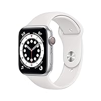 Apple Watch Series 6 44mm (GPS + Cellular) - Aluminiumgehäuse Silber Weiß Sportarmband (Generalüberholt)
