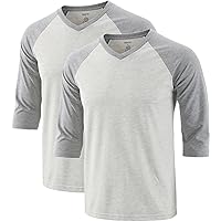 Men's Casual 3/4 Sleeve V Neck Active Sports Running Hiking Baseball Jersey Tee Shirts 2Pack