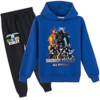Unisex Kids Skibidi Toilet Hoodie Set,Cotton Long Sleeve Sweatshirts with Jogger Pants Graphic Sweatsuit for Boy Girl