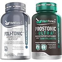Foli-Tonic DHT Blocker & Hair Loss Supplement | Hair Thinning Treatment & Promotes Healthy Thicker Hair Growth - Prostate Support Supplement for Men's Health - Saw Palmetto & Beta Sitosterol Formula