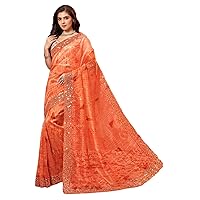 Weigthless Organza Mirror Hand work saree blouse for woman Sari 8015