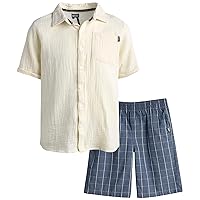 DKNY Boys' Shorts Set - 2 Piece Short Sleeve Button Down Shirt and Shorts - Casual Summer Outfit for Boys (8-12)