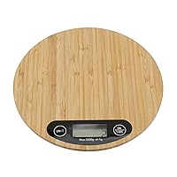Electric Kitchen Weighing Scale Cooking Food 5kg/ 1g,Round Bamboo LED Display Weighing Scale, for Weighing Chinese Medicine and Food in The Kitchen, Round Bamboo LED Display Weighing Scale, Elec