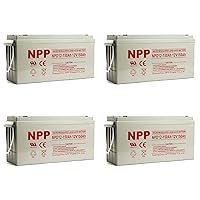 NPP NPD12-150Ah (4 Pcs) 12V 150Ah Rechargeable AGM Deep Cycle Battery, Replace RV, Solar Systems, Marine Batteries, Maintenance-Free