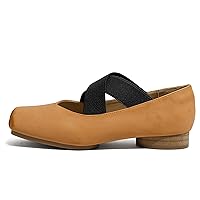 Women's Closed Toe Cross Strap Ballet Flats, Square Toe Leather Lining Shoes, Slip Resistant, Comfortable, Suitable for Women's Work, Walking, Shopping and Dancing.