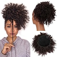 Afro Puff Ponytail Drawstring Synthetic Short Kinky Curly Brown Pineapple Ponytail Donut Chignon Hairpieces Wig 115g Wrap Updo Hair Extensions With Two Clips 4#