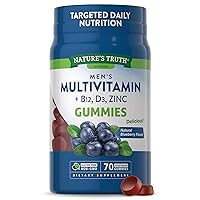 Mens Multivitamin Gummy | 70 Count | Vegetarian, Non-GMO, Gluten Free | with B12, D3, Zinc | Blueberry Flavor | by Nature's Truth