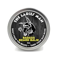 Badass Beard Care Beard Balm - The Ladies Man Scent, 2 Ounce - All Natural Ingredients, Soften Hair, Hydrate Skin to Get Rid of Itch and Dandruff, Promote Healthy Growth