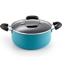 Cook N Home Nonstick Casserole Stew Pot with Glass Lid 3 QT, Non-Stick Cookware Multi-Purpose Dutch Oven Cooking Pot, Induction Compatible, Turquoise