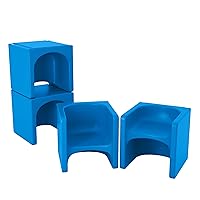 ECR4Kids Tri-Me 3-in-1 Cube Chair, Kids Furniture, Blue, 4-Piece, 14.5