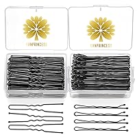 200PCS Bobby Pins Bundle,With Clear Storage Box,Include 100PCS 2.4Inches/6cm Black U Shaped Hair Pins,100PCS 2.4Inches/6cm Black Bobby Pin.