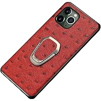 Case for iPhone 14 Pro Max, Genuine Leather TPU Silicone Hybrid Slim Protective Cover with Magnetic Car Mount Holder for iPhone 14 Pro Max,Red