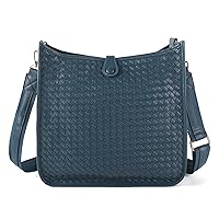 Woven Shoulderbag Vegan Leather Tote for Women Fashion Handwoven Messenger Bags with Purse
