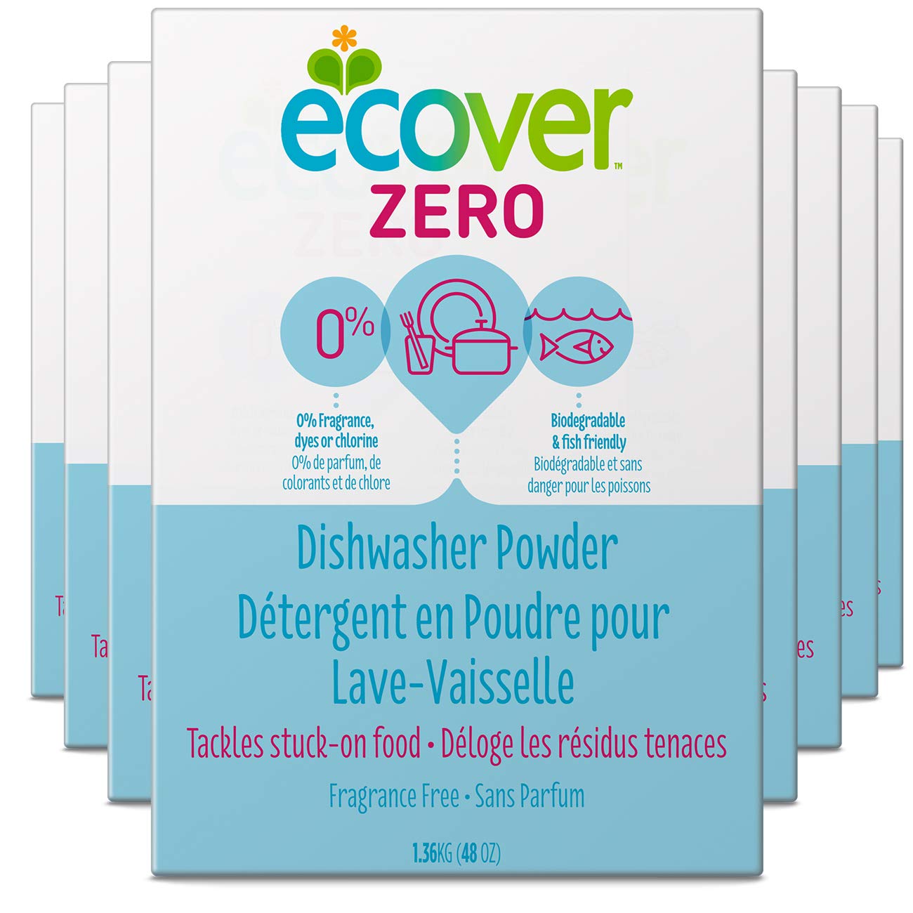 Ecover Zero Dishwasher Soap Powder, 48 Ounce (Pack 8)