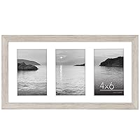 Americanflat 8x14 Collage Picture Frame in Driftwood - Displays Three 4x6 Frame Openings - Engineered Wood Panoramic Picture Frame with Shatter Resistant Glass, Hanging Hardware, and Easel