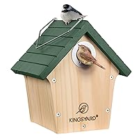 Kingsyard Wooden Bird House with Predator Guard, Wren Bird Nesting for Outdoor, Garden Patio Nest Box for Wild Bird Watching, Green