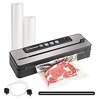 ADVENOR Vacuum Sealer Machine with Cutter Widened Double Sealing Strips and Bag Storage, 85Kpa Dry Moist Food Modes Upgraded Locking Design Includes 2 Bag Rolls 8.6