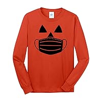 Men's Jack O' Lantern Pumpkin with Mask Halloween Costume Long Sleeve T-Shirt