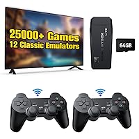 Wireless Retro Game Console, Retro Game Stick, Plug and Play Video Game Console Built in 25000+Games, with Dual 2.4G Wireless Controllers, 4K HDMI Output, 9 Emulators