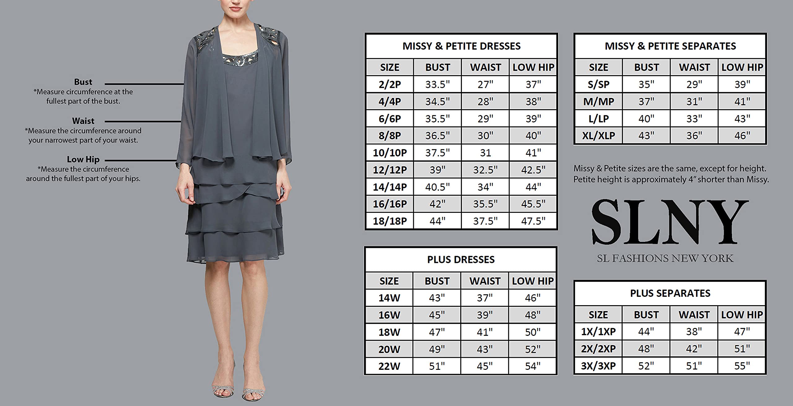 S.L. Fashions Women's Plus Size Metallic Blouson Crochet Dress
