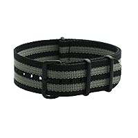 HNS 22mm Grey Strip Black & Grey Ballistic Nylon Watch Strap PVD Buckle NT194