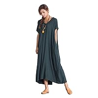 Women's Linen Cotton Soft Loose Summer Large Dress Plus Clothing a89