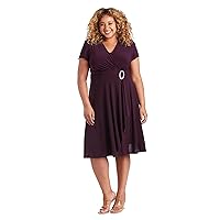 R&M Richards Womens Plus Matte Jersey Short Sleeves Cocktail Dress