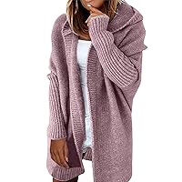 Women's Oversized Cardigan Sweaters 2021,Hooded Cardigans Solid Open Front Stitch Sweater Coat, S-XL