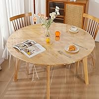 Round Clear Plastic Table Cover Protector 0.5mm Thick 70 Inch Round Tablecloth Waterproof Oil-Proof PVC Table Cover,Transparent Plastic Cover for Dining Table…