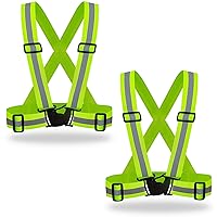 DUSKCOVE 2 Pack Hi Vis Safety Vests - Adjustable Bright Neon Color High Visibility Reflective Safety Straps Gear for Traffic Control, Running, Cycling