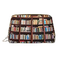 Books Print Cosmetic Bags,Leather Makeup Bag Small For Purse,Cosmetic Pouch,Toiletry Clutch For Women Travel