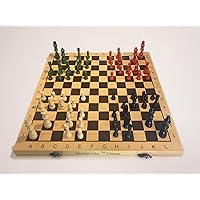 Quaternity Chess Basic52 (IQCA) Large Foldable Wooden Chess Board Game 4 Player Wooden Pieces
