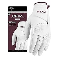 Callaway Golf REVA Women's Golf Glove (Worn on Left Hand, Medium, White/Eggplant)