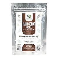 Brown Henna Hair Color For All Kit | 100% All Natural Indigo Powder Hair Dye & Beard Dye (Chestnut Medium Brown) Organic, Herbal & Vegan Chemical & Cruelty Free Permanent Gray Coverage & Tinting