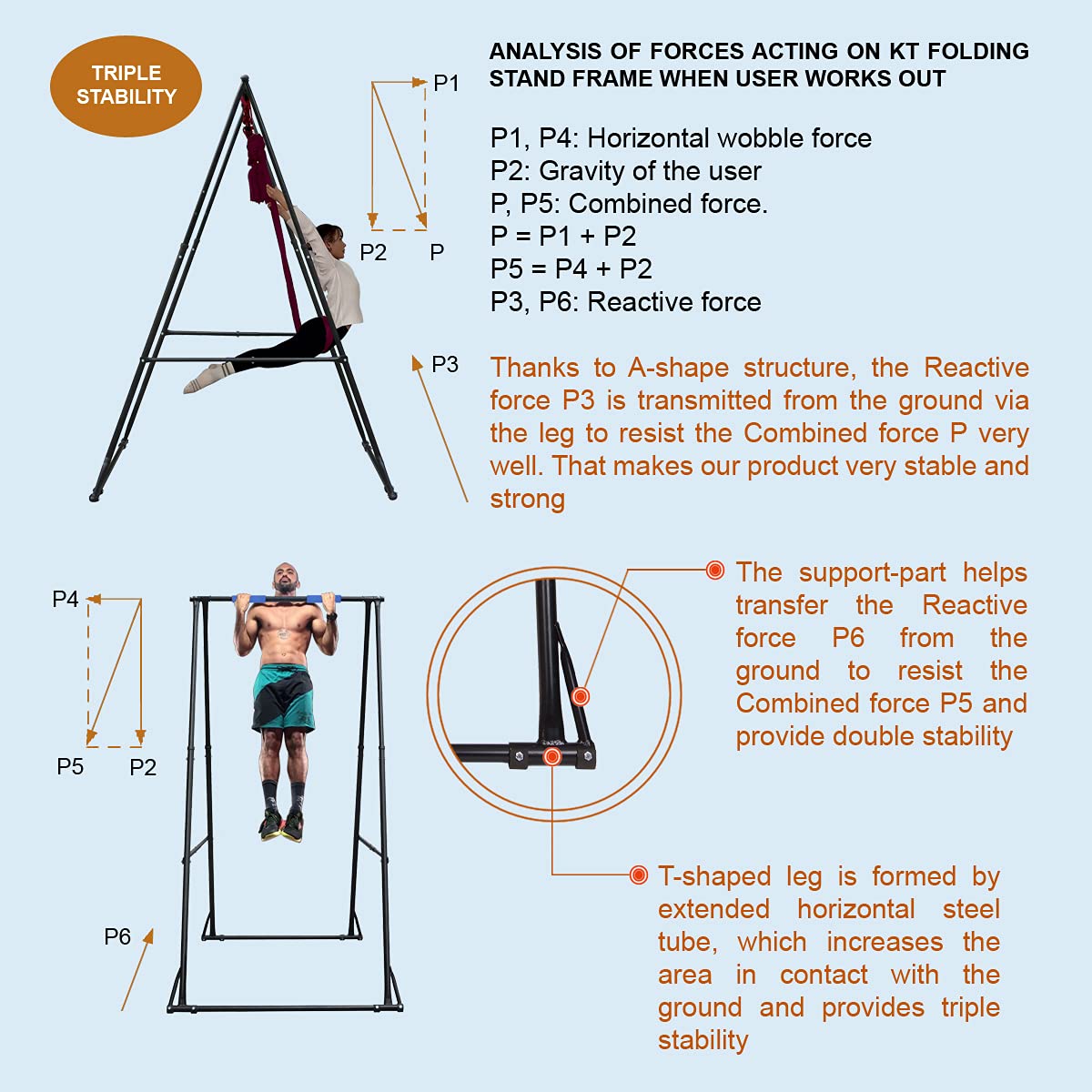 KT Aerial Yoga Stand Frame Indoor Outdoor KT1.1518. Foldable, Portable Aerial Silk rig. Height Adjustable, Stable and Durable Yoga Swing Stand Frame