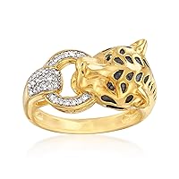 Ross-Simons 0.10 ct. t.w. Diamond Cheetah Ring in 18kt Gold Over Sterling. Size 10