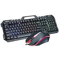 Computer Keyboard and Mouse Combos, Mechanical Keyboard and Mouse Combo RGB Gaming 104 Keys Blue Switches Wired Wired Luminous Metal USB Waterproof Gaming Office Use