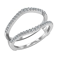 0.26 Carat Round White Diamond Engagement Enhancer Guard Ring for Her in 925 Sterling Silver
