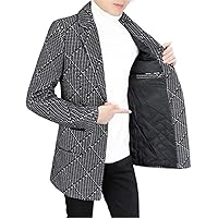 Winter Plaid Woolen Trench Coat Men Mid Length Casual Business Woolen Jacket For Men Streetwear Social Overcoat