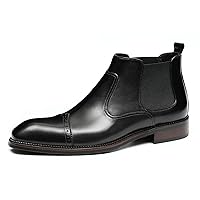 Men's Fashion Classic Leather Chelsea Boots Formal Dress Brogues Ankle Boot