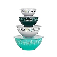 Camco Life is Better at The Campsite Nesting Bowl Set with Lids | Great for On-The-Go Lifestyles | Features (4) Durable Melamine Bowls with (4) Plastic Lids (53451)