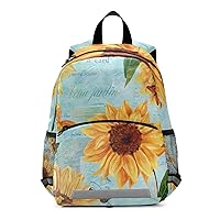 ALAZA Sunflower Newspaper Butterfly Light Blue Casual Backpack Bag harness bookbag Travel Shoulder Bag