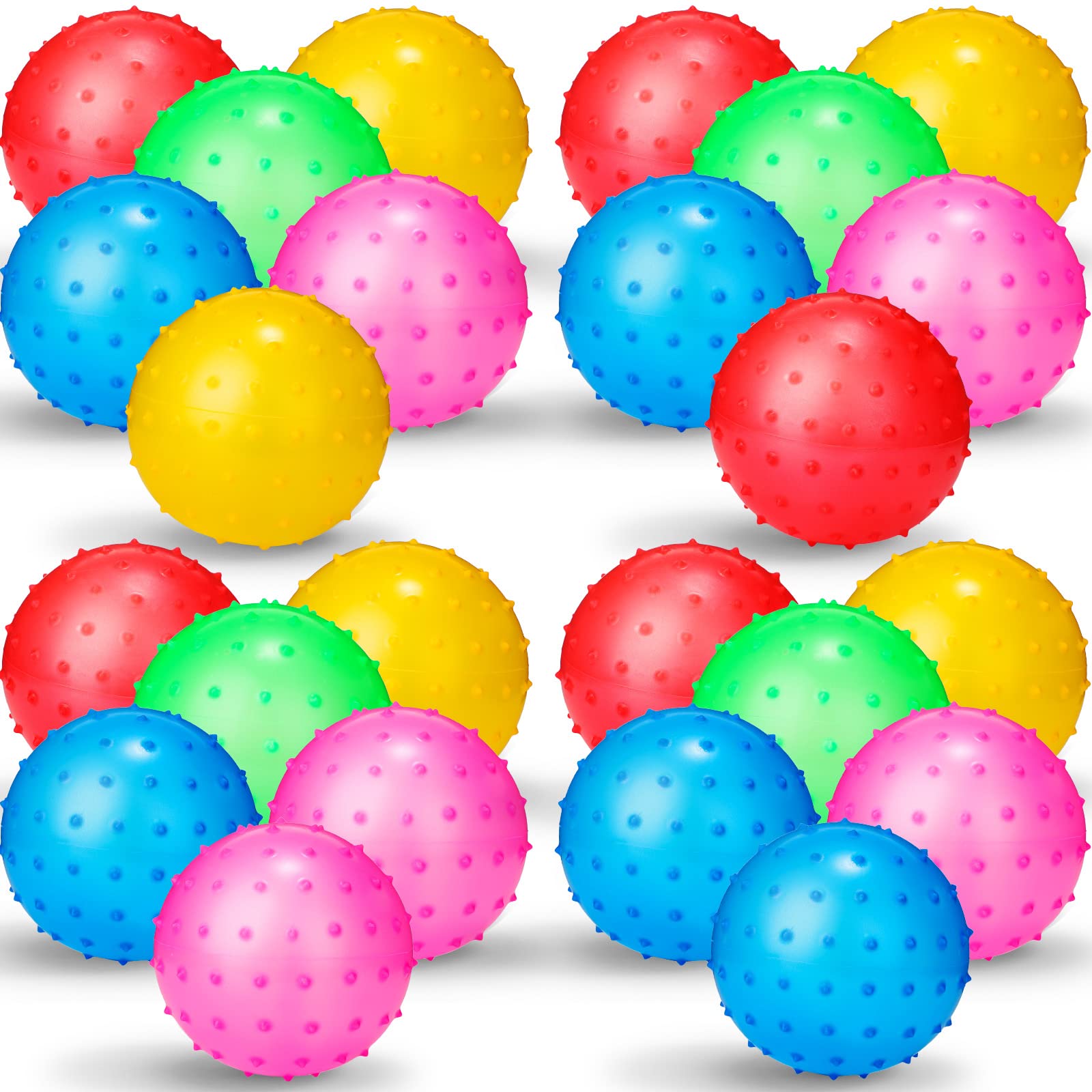 Jerify 24 Pieces Knobby Balls Spiky Bounce Ball Toy Large Bouncy Balls Bulk Inflatable Sensory Balls Soft Massage Stress Plastic Balls for School Party Play Outdoor Indoor