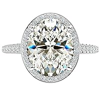 4.00 Ct VVS1 Near White Oval Moissanite Silver Plated Engagement Ring
