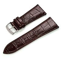 26mm 28mm 30mm 32mm White Black Brown TAN Genuine Leather Watch Band Strap Square Square Alligator Crocodile Grain Lightly Padded Replacement Wrist (Length: 7.86 Inches // 200mm)