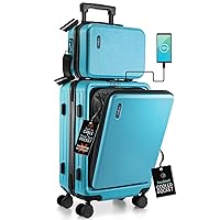 22 Inch Carry On Luggage 22x14x9 Airline Approved, Carry On Suitcase with Wheels, Hard-shell Carry-on Luggage, Durable Luggage Carry On, Teal Small Suitcase with Cosmetic Carry On Bag