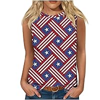 Womens American Flag Stars Stripes Tank Tops 4th of July Patriotic Shirt USA Flag Tee Sleeveless Loose Summer Tops